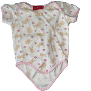 Vintage 90's Ragscals Baby Girl Pink One-Piece Romper 12 Months Bunnies & Hearts